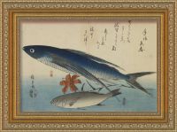 Репродукция в раме «Летающая рыба и белый горбыль   and white croaker , from the second series of fish prints)»