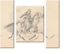 Модульная картина «Верховая езда дамасской кавалерист»