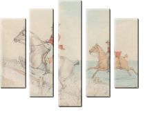 Модульная картина «Два всадника с двойным забором»