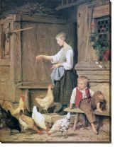 Репродукция «Девушка кормящая кур»